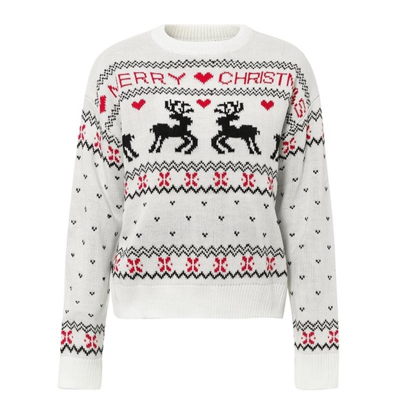 Christmas Sweater Nordic Print White - Picture 12 of 17